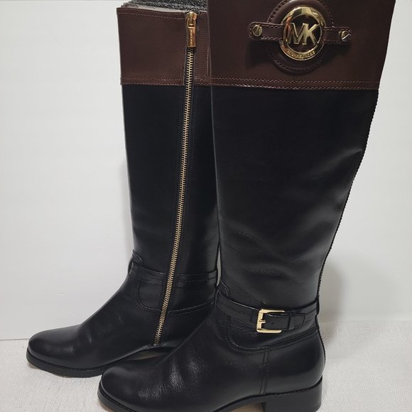 Michael Kors Stockard Two Toned Black Tall Leather Riding Boot Women’s Size 6.5M - Picture 4 of 16